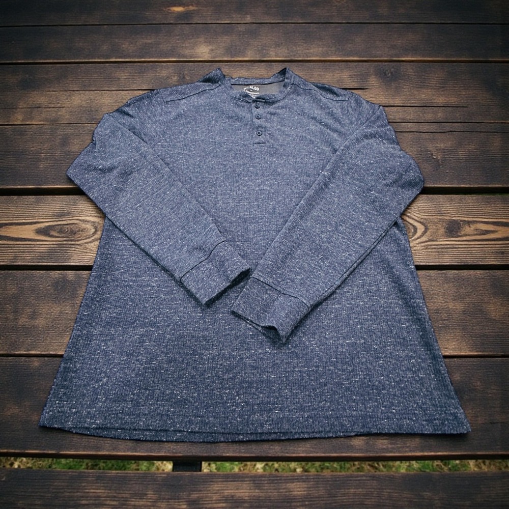 01.ALGO Mens Size XL Performance Henley Long Sleeve Shirt Quick Dry Recycled
